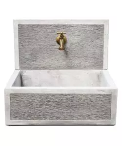 LAVELLO  CON FRONTALE "Q-BILBAO" ANTICATO COLORE GRIGIO - 45X35X40.5 CM
